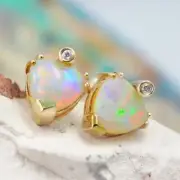 2Ct Trillion Lab Created Opal Stud Women's Earring 14K Yellow Gold Plated Silver