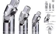 3PCS Universal Joint Socket Set, Chrome Vanadium Steel Swivel Socket Adapter