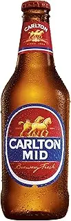 Carlton Draught Mid, Mid Strength Beer with Crisp Finish, Classic Australian Lager, 3% ABV, 375mL (Case of 24 Bottles)