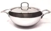 Vinod Platinum Triply Stainless Steel Extra Deep Kadai W Lid -22cm 2.4ltrs