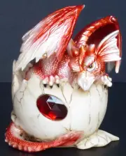 GARNET JANUARY Birthstone Dragon in Egg Shell 4" Figure Statue