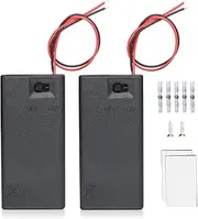 Goweewon 2 AA Battery Holder, 2 Pack Double A Battery Holder with Leads, with Switch, (2x1.5 Volt) 3 Volt AA Battery Pack Box Holder (with Leads)