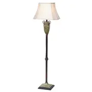 Lisa 1 Light Floor Lamp in Green/Bronze Finish with Beige Shade