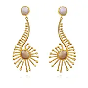 Culturesse Beretta Natural Pearls 24K Pure Gold Plating Earring For Pierced Ears