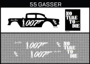 Hot Wheels(1/64),55 Gasser"James Bond 007" Waterslide,Printed White First,Decals