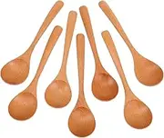Gatuida 7-Piece Wooden Tea Spoons Set Long Handle Honey Dipping Spoons for Tea Coffee Rustic Smooth for Kitchen Cafe