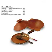 Red Clay Pan Set Roti Pan and Frying Pan with Lid and Spoons Quality CeylonClay