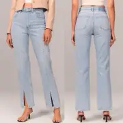 AF Curve Love Ultra High Rise 90s Straight Jeans Plus Size 37/24R Split Hem