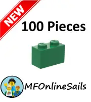 **NEW** 100x Genuine LEGO 1x2 Bricks - Green - Piece # 3004 Bulk