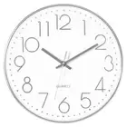 Foxtop Silver Wall Clock Silent Non-Ticking Battery Operated Round Modern Wal...