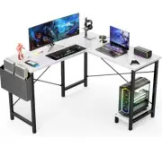 L Shaped Computer Desk Wood Corner PC Gaming Table With Side Storage Bag for Hom