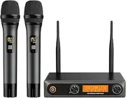 voijump Wireless Microphones,Professional Metal Dual UHF Cordless Dynamic Mic Handheld Microphone System (200ft) for Karaoke, Home, Meeting, Party, Home KTV Set, Wedding,Church, DJ