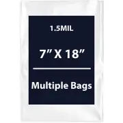 1.5Mil 7" X 18" | LDPE Clear Flat Poly Bags, Flexible & Durable | Multiple Bags