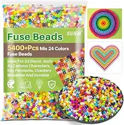 Sukh 5400+Pcs Fuse Beads - Fuse Beads Kit Melty Beads Kit Melting Beads Fuse Beads Bulk Iron Beads for Kids Crafts, Ideal for Boys and Girls Christmas Birthday Gifts Mix 24 Colors 5mm