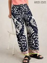 White Stuff Blue Farah Wide Leg Trousers (W22655) | $150