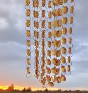 Light Amber - Lead Glass Crystal - Octagon Chandelier - Prisms Chains