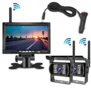 2 X Wireless Rear View Backup Camera 7" Monitor Night Vision Kit RV Truck Bus HD