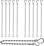RIFNY Hanging Chain with Hooks, 10 Pieces 20 Inch Black Chain for Hanging Bir...