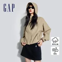 在飛比找momo購物網優惠-【GAP】女裝 防風防雨連帽外套-卡其色(890008)