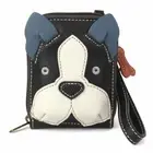 NEW CHALA BLACK WHITE DOG RFID CREDIT CARD HOLDER ZIPPERED WALLET FAUX LEATHER