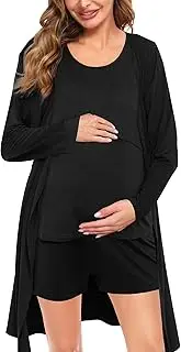 [SWOMOG] Maternity Nursing Robe Set 3 PCS Women Postpartum Pajamas Breastfeeding Labor Delivery Hospital Pregnancy Pjs