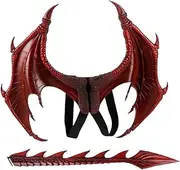 3D Dragon Wing Tail Masquerade Mask Set Kids Halloween Mardi Gras Costume Accessories Carnival Fantasy Party Book Week