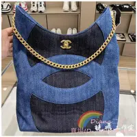 在飛比找蝦皮購物優惠-正品現貨 CHANEL 香奈兒 23p新款 黑底 藍邊 單寧