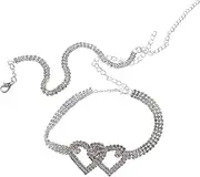BESTYASH Bling Anklet Bracelets for Women Heart Shape Rhinestone Anklet Summer Beach Ankle Jewelry