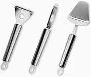 TJ POP Vegetable Peelers for Kitchen, Premium Stainless Steel Straight Peeler & Y Swivel Peeler & Cheese Slicer with Sharp Blade and Ergonomic Handle for Potato, Carrot, Apple, Veggies, Fruits (3 Set)
