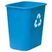 Rectangular Waste Baskets Recycle LDPE Blue 28 Quart 14 5/8Wx10 1/4Dx15H Inch