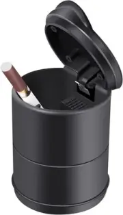 Portable Car Ash Tray With Lid Smell Proof, Cigarette Ashtray Small, Black