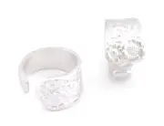 Spoon Flower Patterned Adjustable Ring Shiny Silver Plated Brass 8US size 2543
