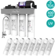 SimPure WP2-400G 8 Stage UV Reverse Osmosis Water Filter Filtration System 0 TDS