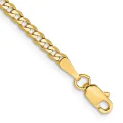 Avariah Solid 14K Yellow Gold 2.3mm Flat Beveled Curb with Lobster Lock Anket