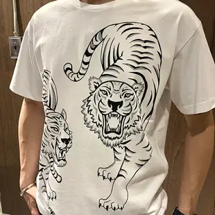 美國百分百【全新真品】KENZO 高田賢三 圓領T恤 T-shirt 短袖 logo 老虎 下山虎 印圖 白色 S號 AS85