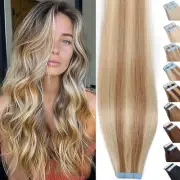 Tape in Human Hair Extensions Skin Wefts Thick Real Remy Hair Invisible Adhesive