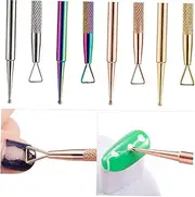 FOMIYES Stainless Steel Nail Art Pusher Triangle Head Nail Polish Remover Pen for Easy Dead Skin Removal