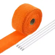 Fiberglass Exhaust Wrap Tape, 2"x16' Orange Header Heat Wrap with 4 Ties