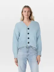 Blue Knit Buttoned Cardigan