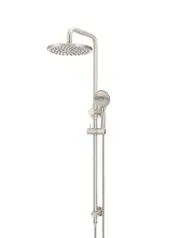 Round Combination Shower Rail 200mm Rose, Three Function Hand Shower - PVD Brushed Nickel
