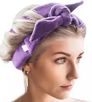 Heatless Curling Rod Headband, No Heat Curl Ribbon with Hair Clips and Scrunchie, Sleeping Curls Ribbon Hair Rollers,Natural Soft Wave DIY Hair Rollers Styling Tool (Purple)
