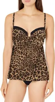 Coco Reef LEOPARD Contours Gemma Printed Underwire Tankini Top, US 34C, UK 34C