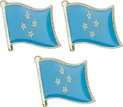 [Panda Loco] 3 X Micronesia National Country Flag Lapel Metal Enamel Pin Badge, One Size, Metal
