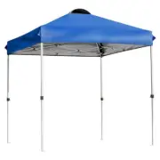 Costway Pop Up Canopy Tent 6' x 6' Adjustable Height Wear-Resistant Square Blue