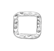 12 Silver Plated Steel Double Sided Hammered 10x10mm Square Link Connectors