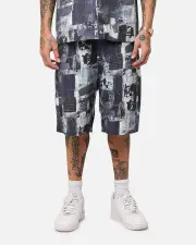 [XXIII] Xxiii Printed Denim Patch Jorts Blue - Size 36 36 Blue