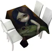 Cute Paintings Little Frog Girl Tablecloth