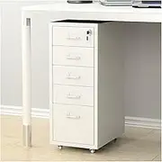 5 Drawer Locking File Cabinet with Wheels for Legal/Letter/A4 Files, Fully Assembled Metal File Cabinet Under Office Desk
