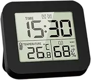 Digital Hygrometer - LCD Display Thermohygrometer Clock with Backlight - Alarm Clocks with Countdown, Indoor Temperature and Humidity Sensor for Bedroom