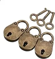 3pcs Old Vintage Antique Style Mini Padlocks Lock with Keys